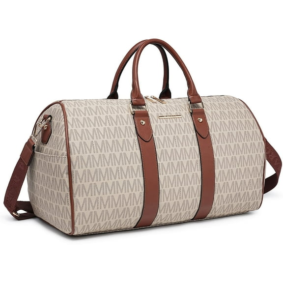 Unisex PU Leather Monogrammed Duffel Bag Large Capacity Carry-On