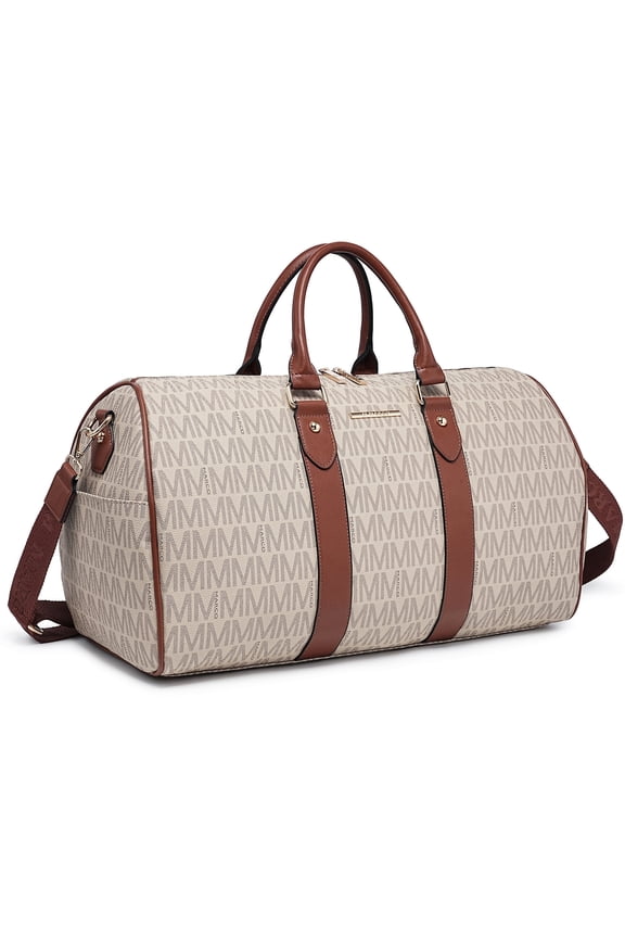 Unisex PU Leather Monogrammed Duffel Bag Large Capacity Carry-On