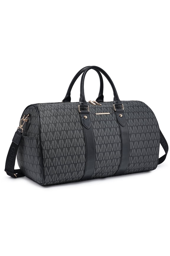 Unisex PU Leather Monogrammed Duffel Bag Large Capacity Carry-On