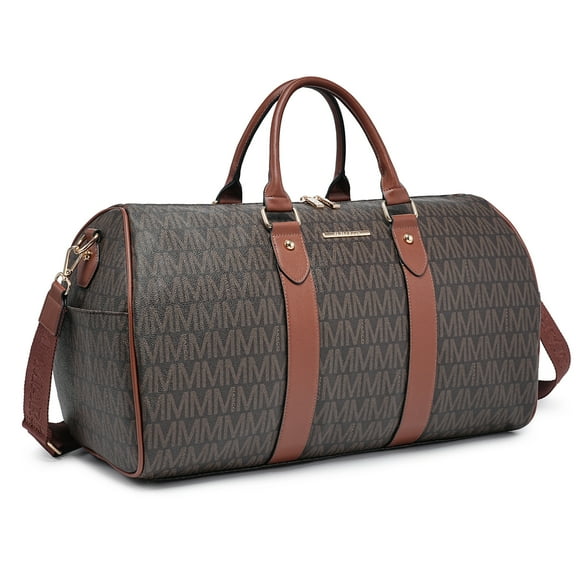 Unisex PU Leather Monogrammed Duffel Bag Large Capacity Carry-On