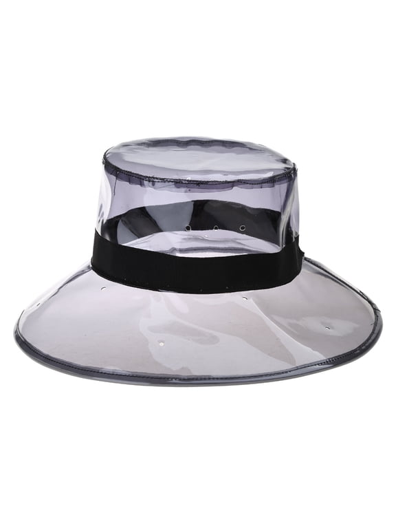 Unisex PVC Transparent Bucket Hat Bright Jelly Wide Brim Waterproof Rain hat