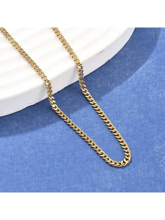 Unisex PVD Vacuum Plating 304 Stainless Steel Curb Chain/Twisted Chain Necklaces with Lobster Claw Clasps Golden 23.4 inch(59.5cm) DIY