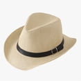 thumbnail image 1 of Unisex Panama Straw Sun Hat Wide Brim Rolled Edge Breathable Cowboy Style for Women Men Summer Casual Beach Outdoor Travel Elegant British, 1 of 2