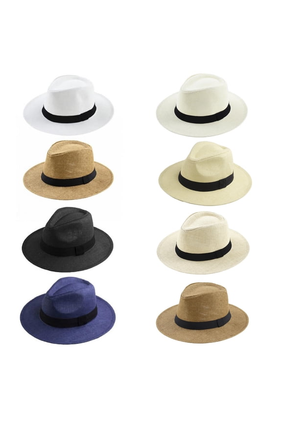 Unisex Panama Summer Beach Sun Hat Wide Brim Cap For Women Men