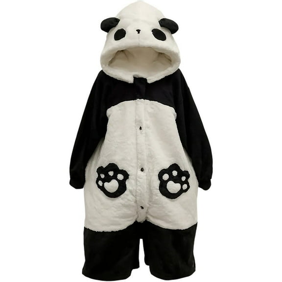Unisex Panda Animal Onesie Pajama, Warm Hooded Romper for Adult Loungewear