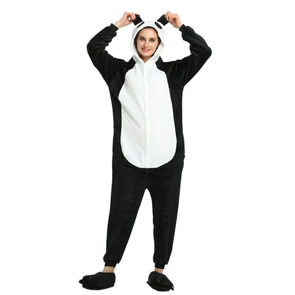 KAWELL Unisex Panda Parent-Child One-Piece Pajamas Flannel Animal Pajamas Costume Halloween Christmas Cosplay