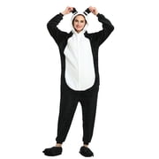 KAWELL Unisex Panda Parent One-Piece Pajamas Flannel Animal Pajamas Costume Halloween Christmas Cosplay