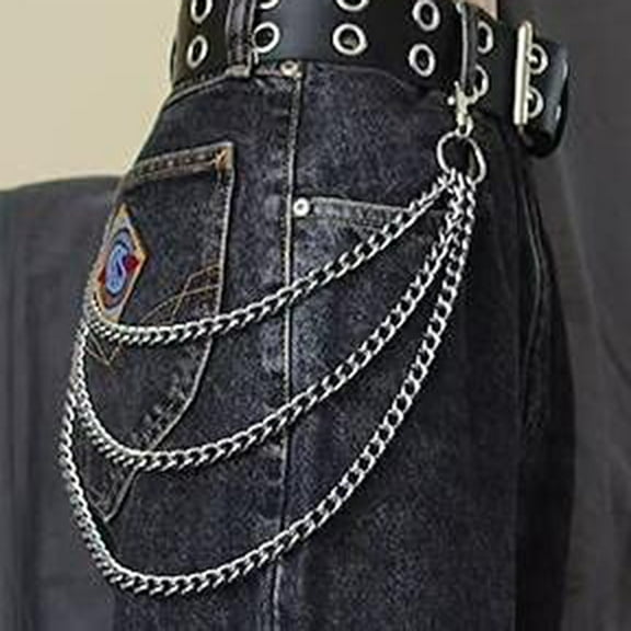 Unisex Pants Chain Belt,Heavy Duty Wallet Keychain Pocket Jeans Trouser Chain,Trousers Chain,Wallet Chain Pocket Chain Hip Hop Punk Jeans Chain Key Chain Goth Accessories,Silver,13.78",17.72",21.7"