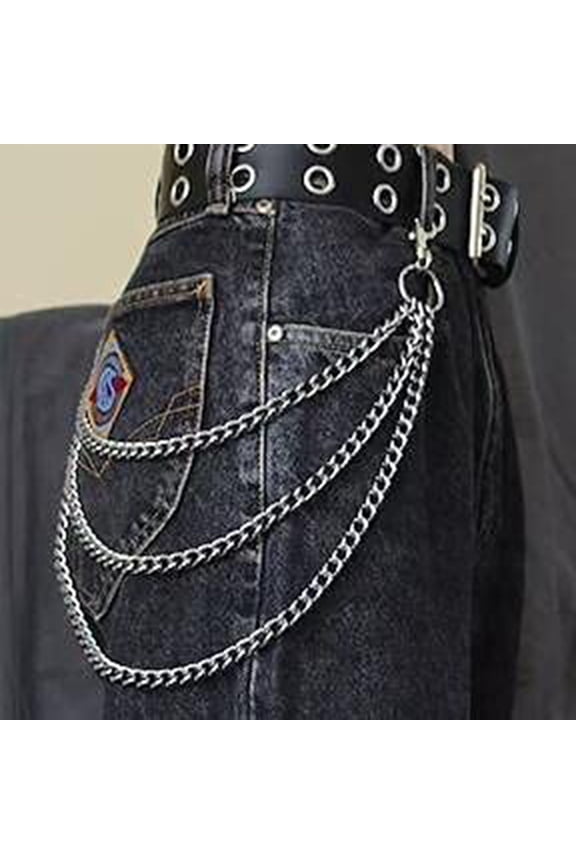 Unisex Pants Chain Belt,Heavy Duty Wallet Keychain Pocket Jeans Trouser Chain,Trousers Chain,Wallet Chain Pocket Chain Hip Hop Punk Jeans Chain Key Chain Goth Accessories,Silver,13.78",17.72",21.7"
