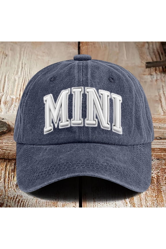 Unisex Parent Child 3D Mama/MINI Embroidery Wash Baseball Caps Spring and Autumn Outdoor Adjustable Casual Hats Sunscreen Hat Navy