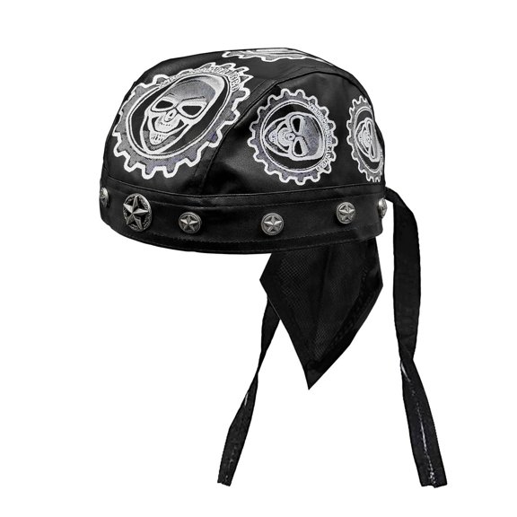 Unisex Party Biker Bandana Head Wrap Du Doo Do Rag Hat Skull Stars Rivet Headscarf