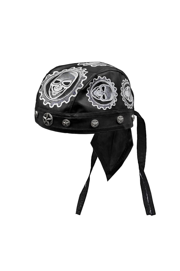 Unisex Party Biker Bandana Head Wrap Du Doo Do Rag Hat Skull Stars Rivet Headscarf
