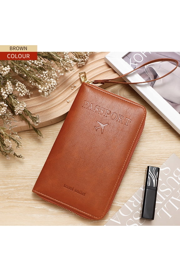 Unisex Passport Travel Wallet, Multi-Functional Passport/Ticket/ID Storage Bag, Portable Travel Holiday Passport Wallet Protector, Anti-Reading ID/Bank Cards Protective Leather Bag