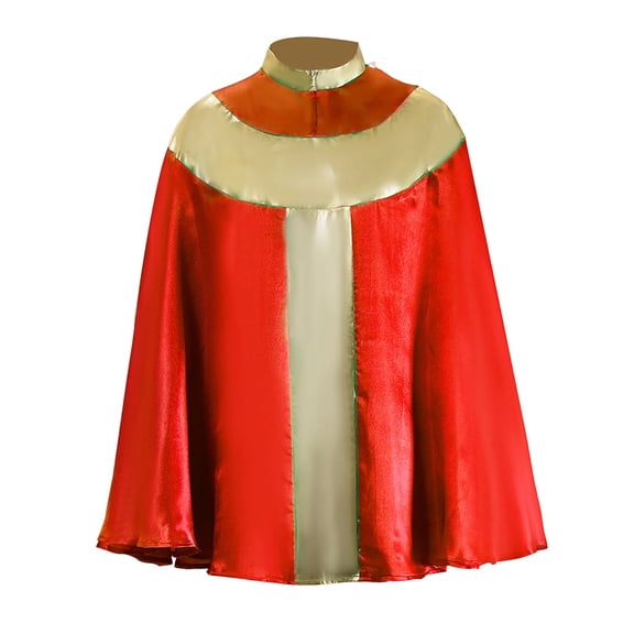 Unisex Patchwork Satin Medieval Cape Stand Collar Cloak for Christmas Halloween Party Vampires Easter Cosplay Costume