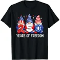 thumbnail image 1 of Unisex Patriotic American Flag 250 Years Freedom Gnomes T-Shirt, 1 of 6