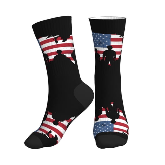 Unisex Patriotic Soldier Flag Novelty Ankle Socks Colorful ComfortSoft Lightweight Sports Athletic Socks