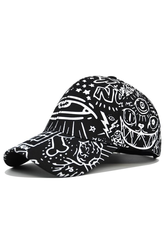Unisex Pattern Graffiti Art Print Baseball Cap Fashion Funny Trend Print Baseball Cap Adjustable Peaked Cap Outdoor Sports Couple Hats Adjustable Curved Brim Hats Sun