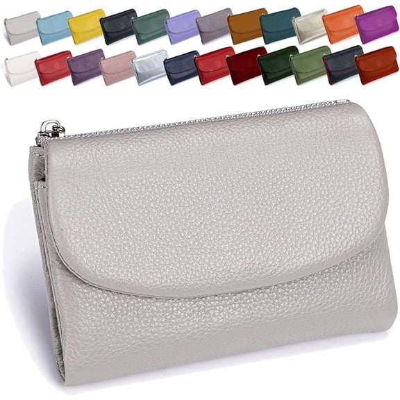 Unisex Pebble Leather Wallet, Short Genuine Leather Coin Card Holder, Women's  Small Leather Bifold Wallet with Card Holder & Coin Purse, Ultra Thin Clutch for Ladies
