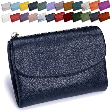 Zipper Coin Purse Wallet Unisex Pebble Grain Leather Wallet - Slim Compact Bifold With Card Slots & Zipper Coin Pocket Womens Leather Shorts