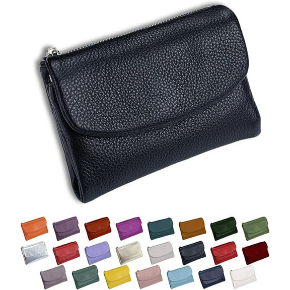 Unisex Pebble Leather Wallet, Short Genuine Leather Purse, Women's Genuine Leather Coin Purse, Small Womens Wallet Card Holder with Credit Card Holder, Coin Holder & Cash Slots (#4)