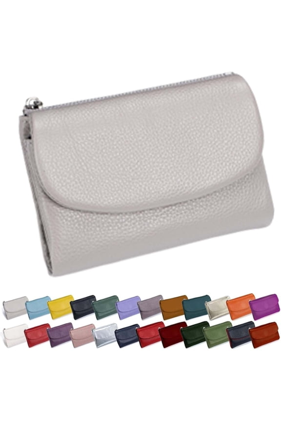 Unisex Pebble Real Leather RFID Wallet, Genuine Leather Wallet for Women, Multi-Function with Zipper and Large Capacity, Vintage Coin Purse (#02)