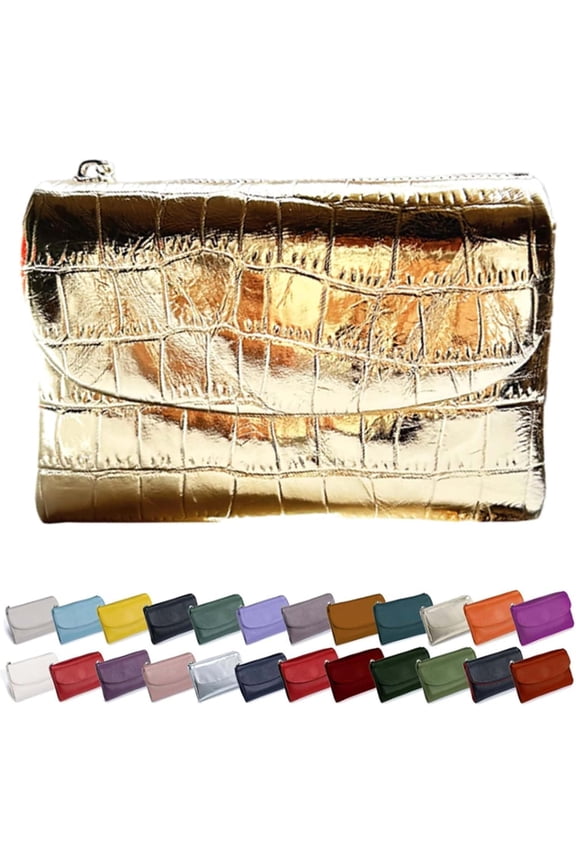 Unisex Pebble Real Leather RFID Wallet, Genuine Leather Wallet for Women, Multi-Function with Zipper and Large Capacity, Vintage Coin Purse (#35)