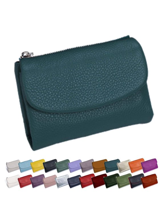 Unisex Pebble Real Leather RFID Wallet, Multi-Function Genuine Leather Wallet with Zipper, Precious Pebble Leather Wallet for Women