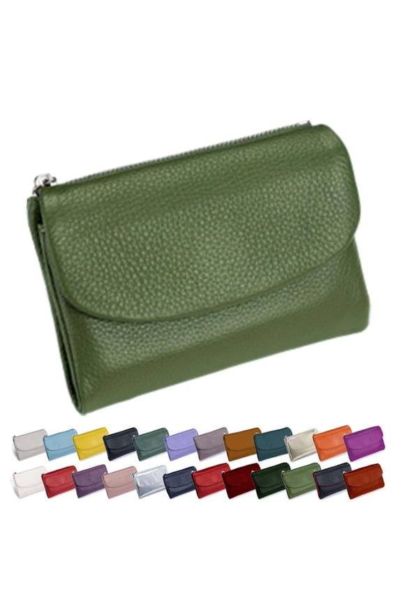 Unisex Pebble Real Leather RFID Wallet, Multi-Function Genuine Leather Wallet with Zipper, Precious Pebble Leather Wallet for Women