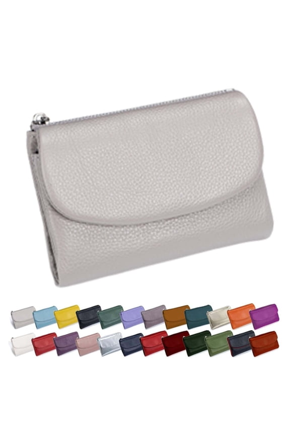 Unisex Pebble Real Leather RFID Wallet, Multi-Function Genuine Leather Wallet with Zipper, Precious Pebble Leather Wallet for Women
