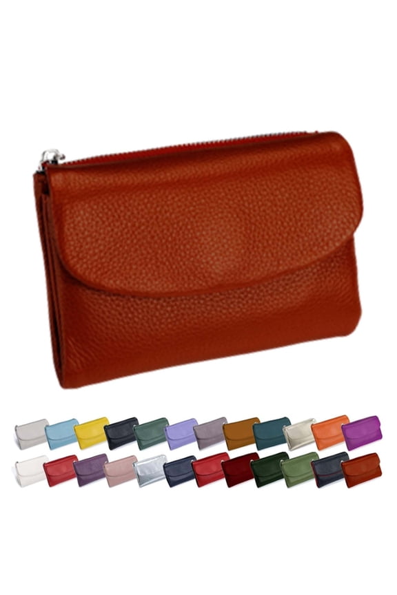 Unisex Pebble Real Leather RFID Wallet, Multi-Function Genuine Leather Wallet with Zipper, Precious Pebble Leather Wallet for Women