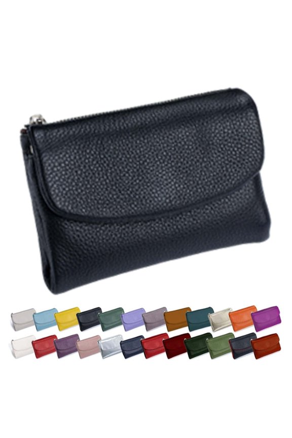 Unisex Pebble Real Leather RFID Wallet, Multi-Function Genuine Leather Wallet with Zipper, Precious Pebble Leather Wallet for Women