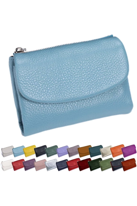 Unisex Pebble Real Leather RFID Wallet, Precious Pebble Leather Wallet for Women, Multi-Function Genuine Leather Wallet with Zipper, Large Capacity Vintage Coin Purse (c:blue)