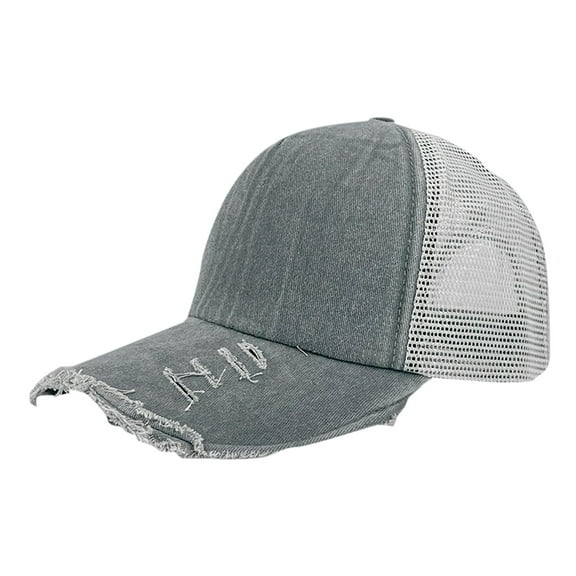 Unisex Perforated Hem Denim Baseball Cap - Cotton Fabric, Adjustable Strap, All-Season - One Size Fits Most
