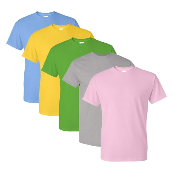 Unisex Performance Bulk T-Shirt, 100% Polyester Assorted Short Sleeve Crewneck Plain Tees (Bright Color 5 Pack, L)