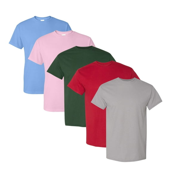 Unisex Performance Bulk T-Shirt, 100% Polyester Assorted Short Sleeve Crewneck Plain Tees (Dark+Bright Color 5 Pack, S)