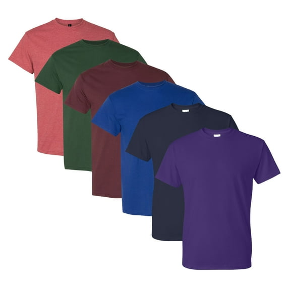 Unisex Performance Bulk T-Shirt, 100% Polyester Assorted Short Sleeve Crewneck Plain Tees (Dark Color 6 Pack, XL)