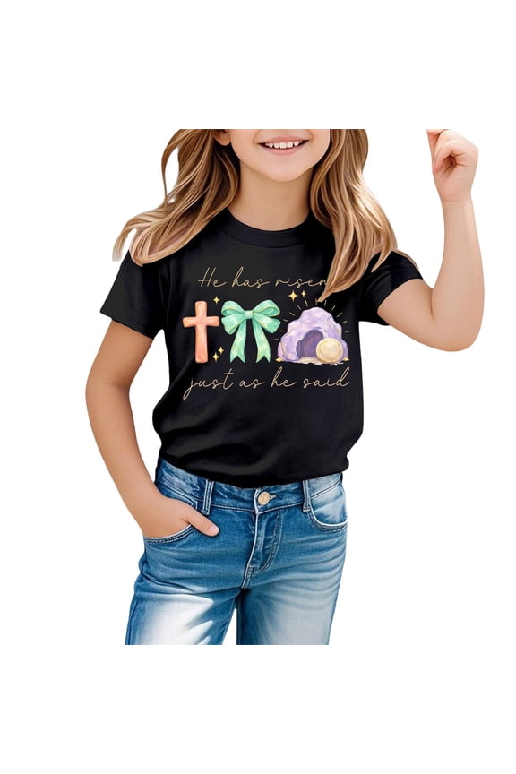 Unisex Personalized Easter Print T Shirt Black 2Y-3Y