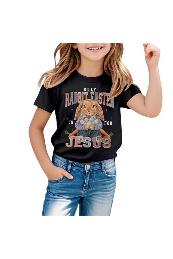 Unisex Personalized Easter Print T Shirt Black 2Y-3Y