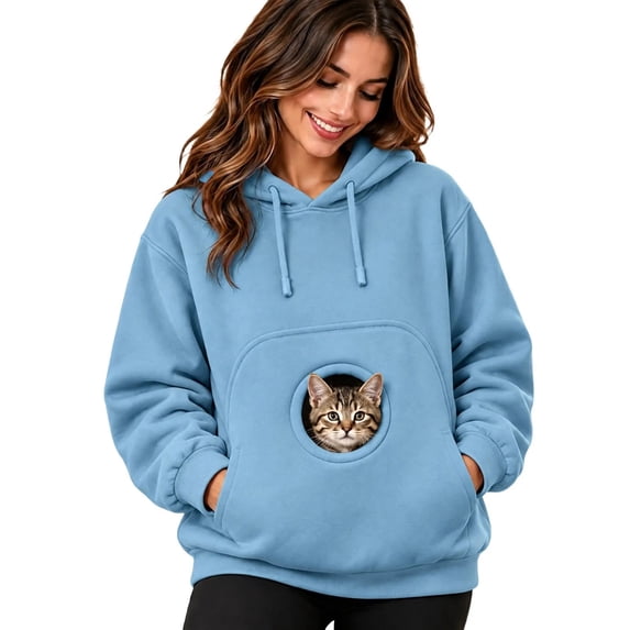 Unisex Pet Pouch Hoodie,Fall Soft Kangaroo Pullover Sweatshirt with Big Size Front Dog & Cat Carrier Hoodies