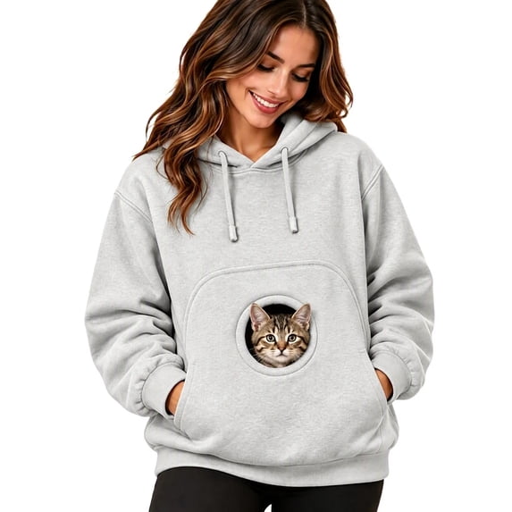 Unisex Pet Pouch Hoodie,Fall Soft Kangaroo Pullover Sweatshirt with Big Size Front Dog & Cat Carrier Hoodies