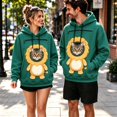 thumbnail image 1 of Unisex Pet Pouch Hoodie Long Sleeve Drawstring Oversized Sweatshirt with Pet Holding Pocket Cartoon Animal Print Pattern Hooded Pullover Warm Holiday Apparel for Pet Parents Green XXXL, 1 of 7