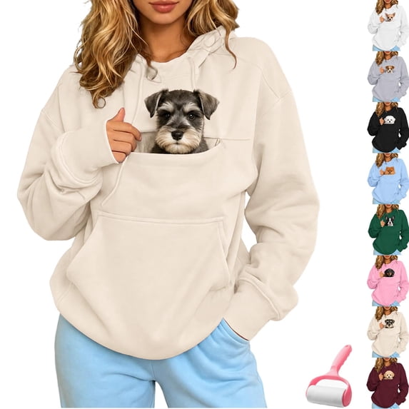 Unisex Pet Pouch Hoodie, Oversized Kangaroo Pocket Pullover Sweatshirt for Small Cats and Dogs, Cozy Loungewear Carrier Sweater
