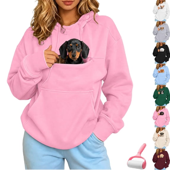 Unisex Pet Pouch Hoodie, Oversized Kangaroo Pocket Pullover Sweatshirt for Small Cats and Dogs, Cozy Loungewear Carrier Sweater