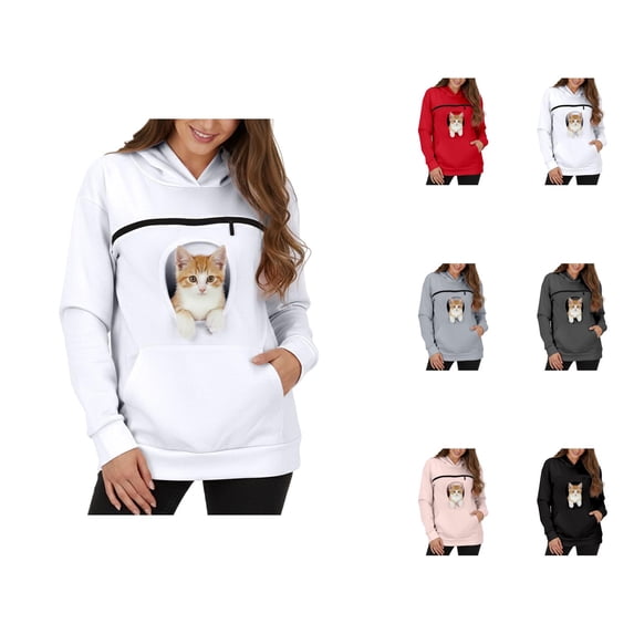 Unisex Pet Pouch Hoodie for Small Pets Fall Winter Long Sleeve Loose Pullover Sweatshirt with Pockets Dog Cat Carrier Hoodie