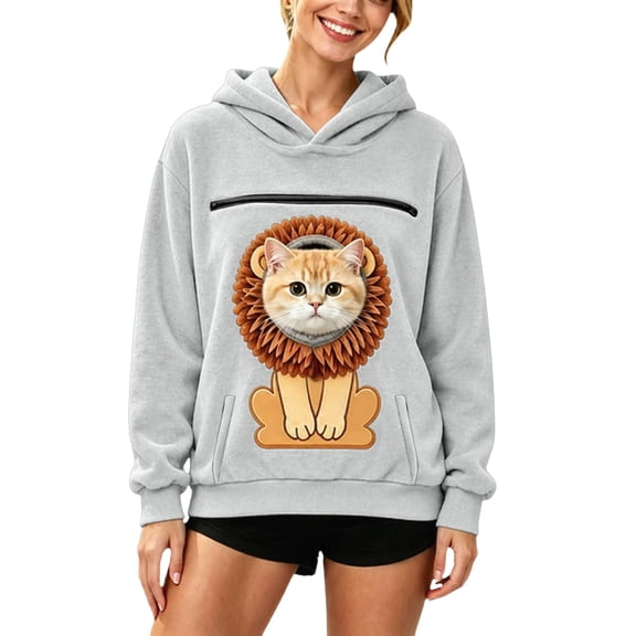 Unisex Pet Pouch Hoodie with Pull Pocket for Dog Cat Snack Hoodies Pet Zip Pocket Hoodie Oversized Cat Pouch Hoodie