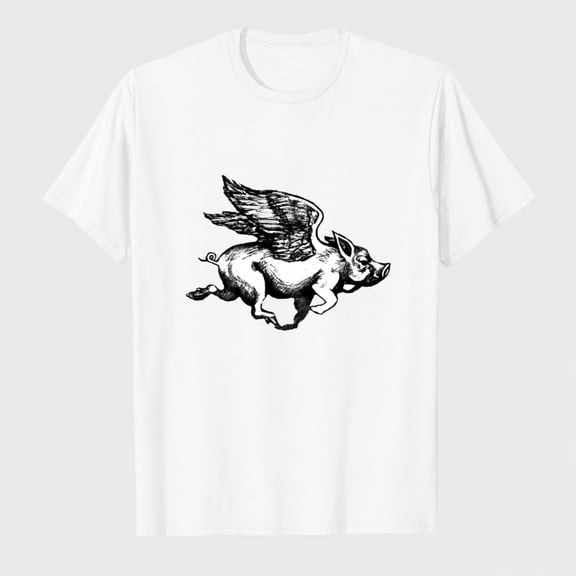 Unisex Pig Graphic T-Shirt Cute Farm Animal Short Sleeve Casual Tee
