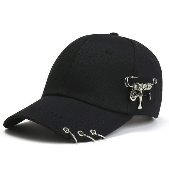 Unisex Pin Iron Ring Baseball Hat Hip Hop Snapback Caps Solid Casual Fitted Trucker Hats Women Outdoors Sun Cap