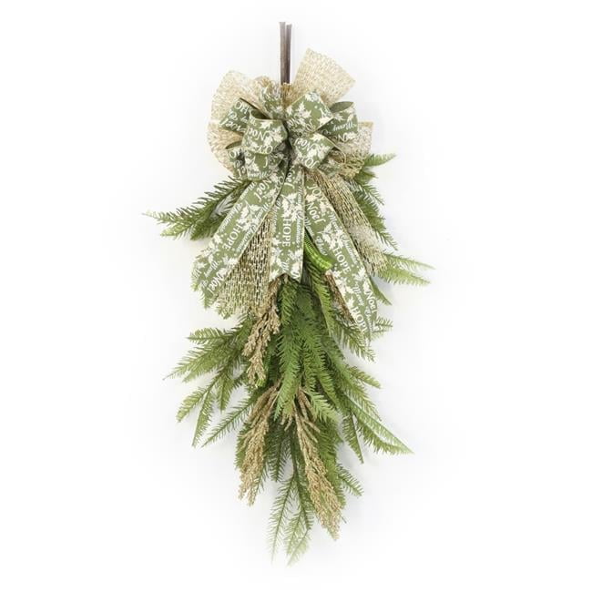 Unisex Pine Swag with Gold Berry & Ribbon - Green