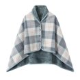 thumbnail image 1 of Unisex Plaid Fleece Wearable Blanket — Buttoned Double Layer Thickened Knee Wrap & Soft Napping Shawl, 1 of 5