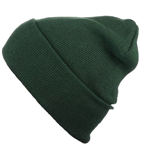 Unisex Plain 12 Inch Long Cuff Beanie, Hunter Green Walmart